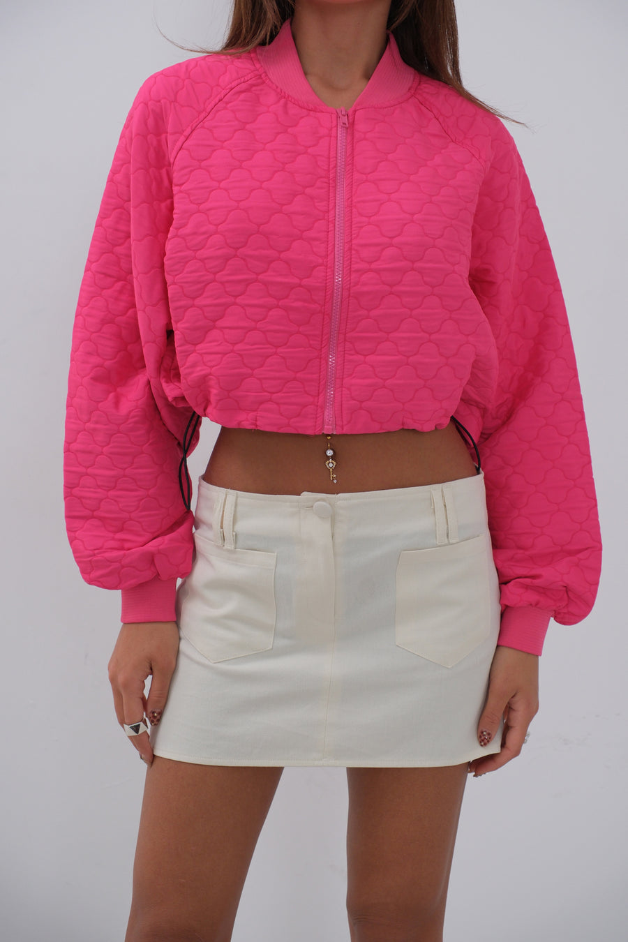 Quilted Bomber Fuchsia Jacket 