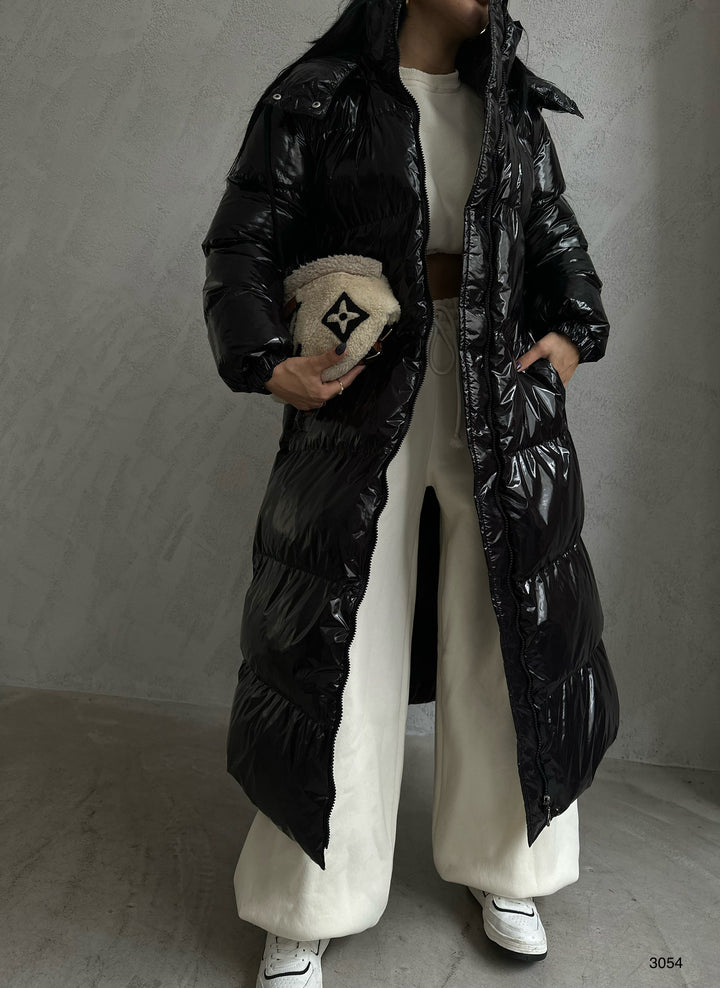 Hooded Black Maxi Puffer Jacket