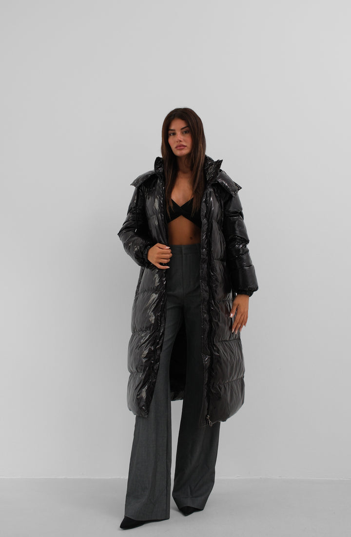 Hooded Black Maxi Puffer Jacket