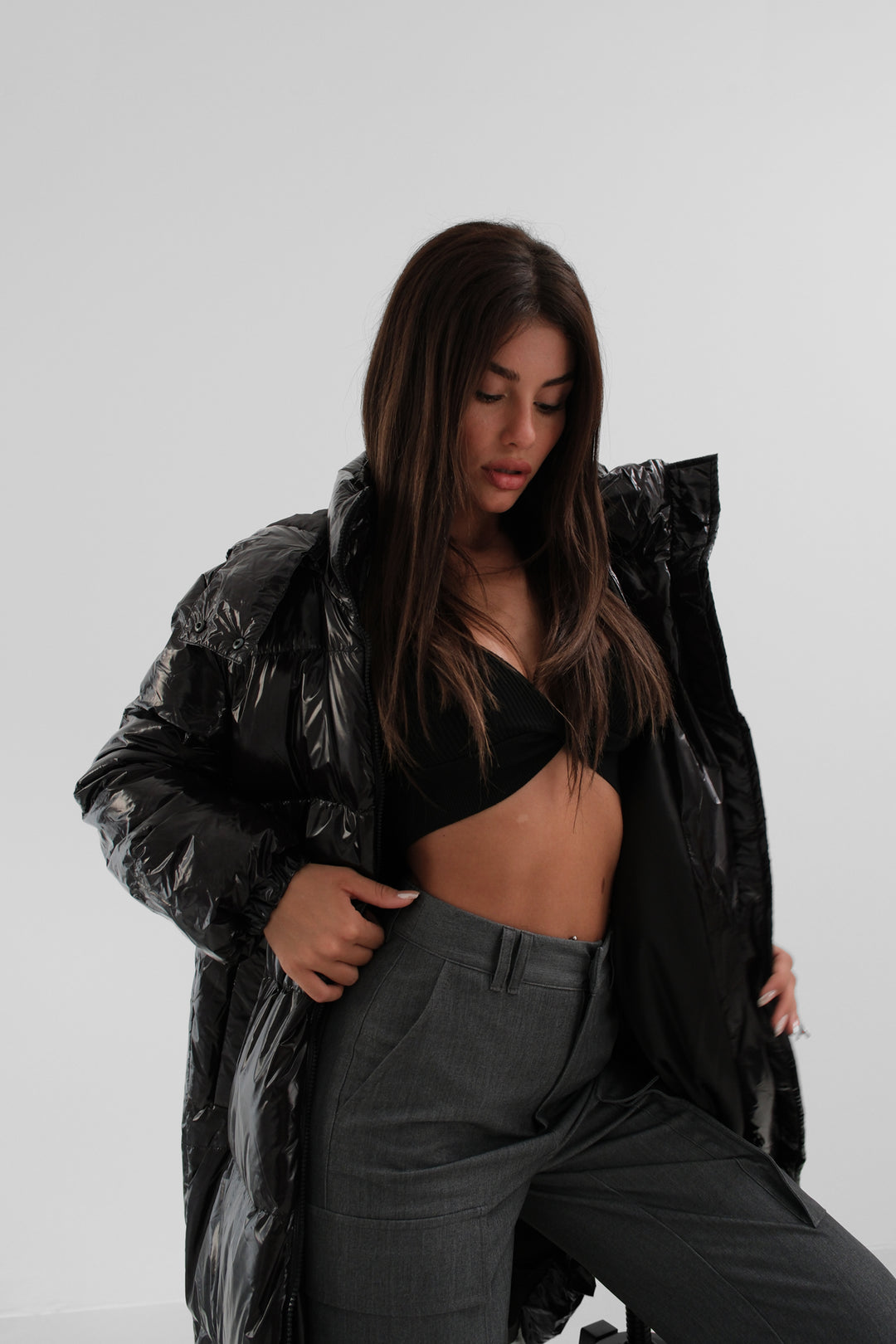 Hooded Black Maxi Puffer Jacket