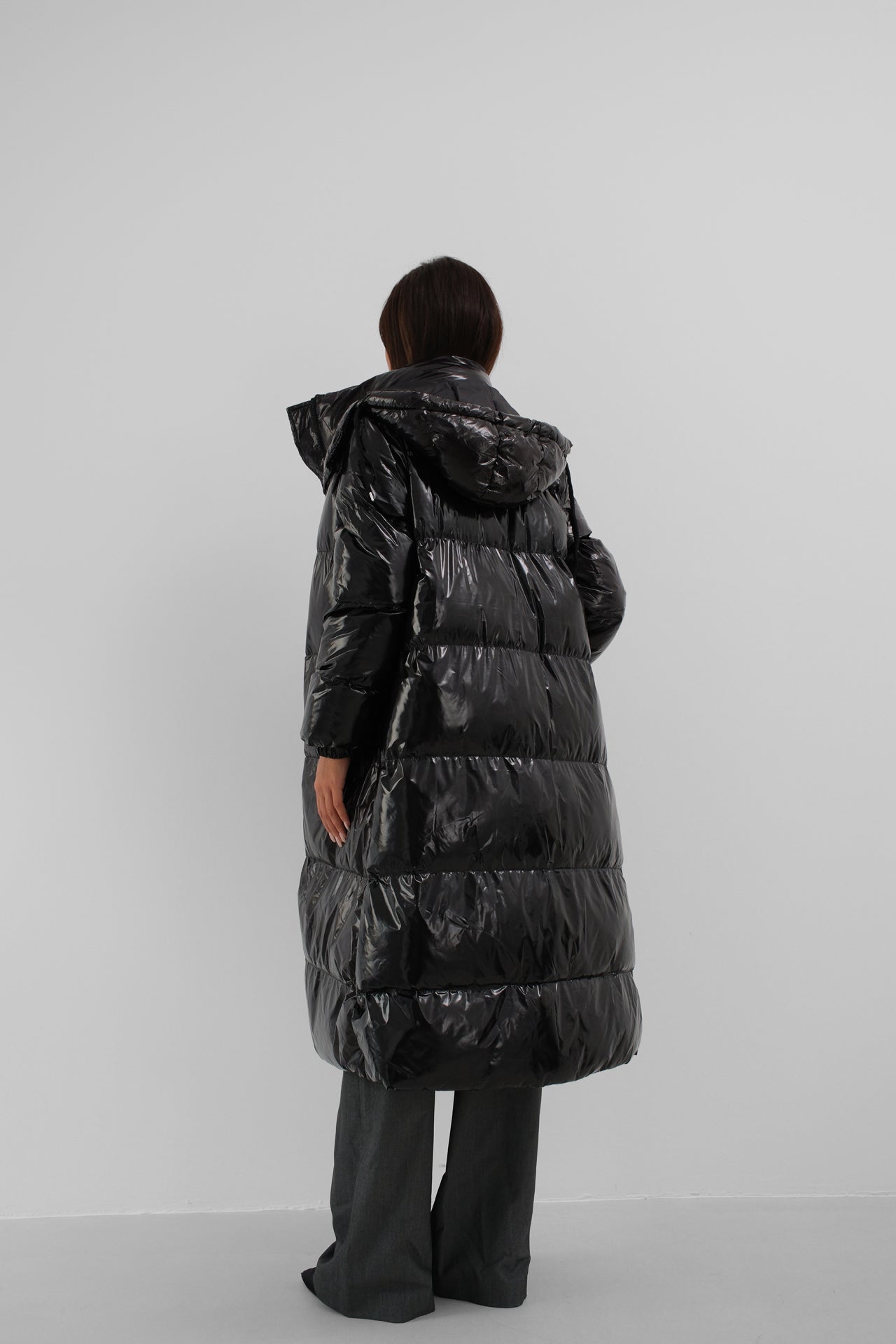 Hooded Black Maxi Puffer Jacket 