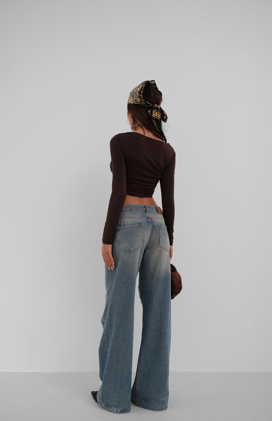 Square Neck Brown Crop Top 