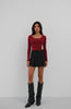 Square Collar Burgundy Crop Top 