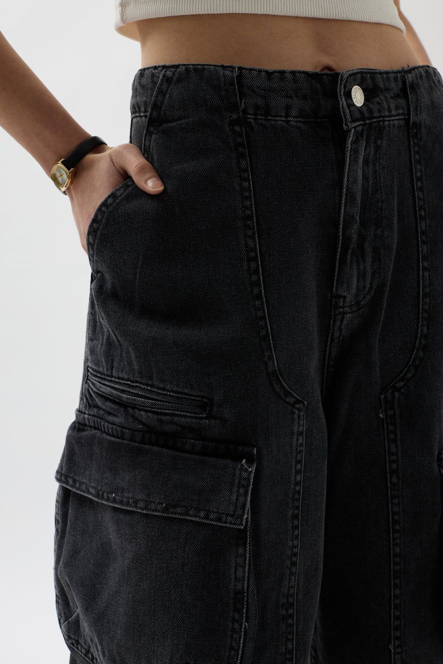 Cargo Pocket Bermuda Gray Denim Shorts 