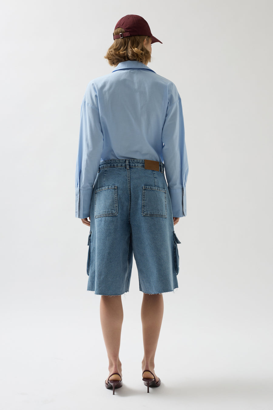 Cargo Pocket Bermuda Blue Denim Shorts 