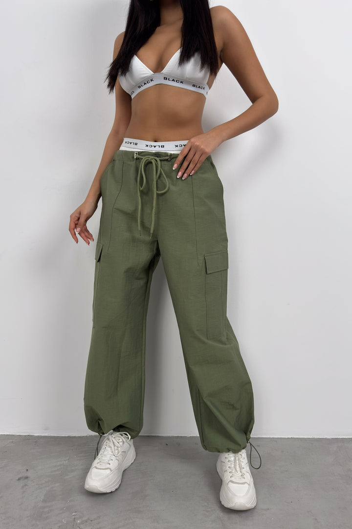 Cargo Pocket Khaki Jogger Pants