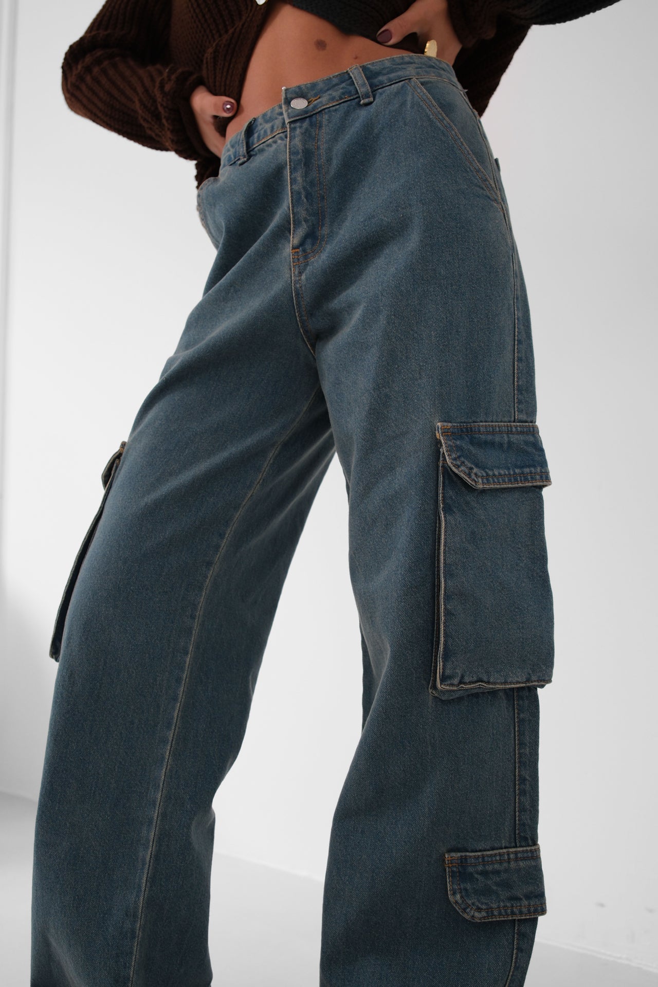 Cargo Pocket Blue Jeans 