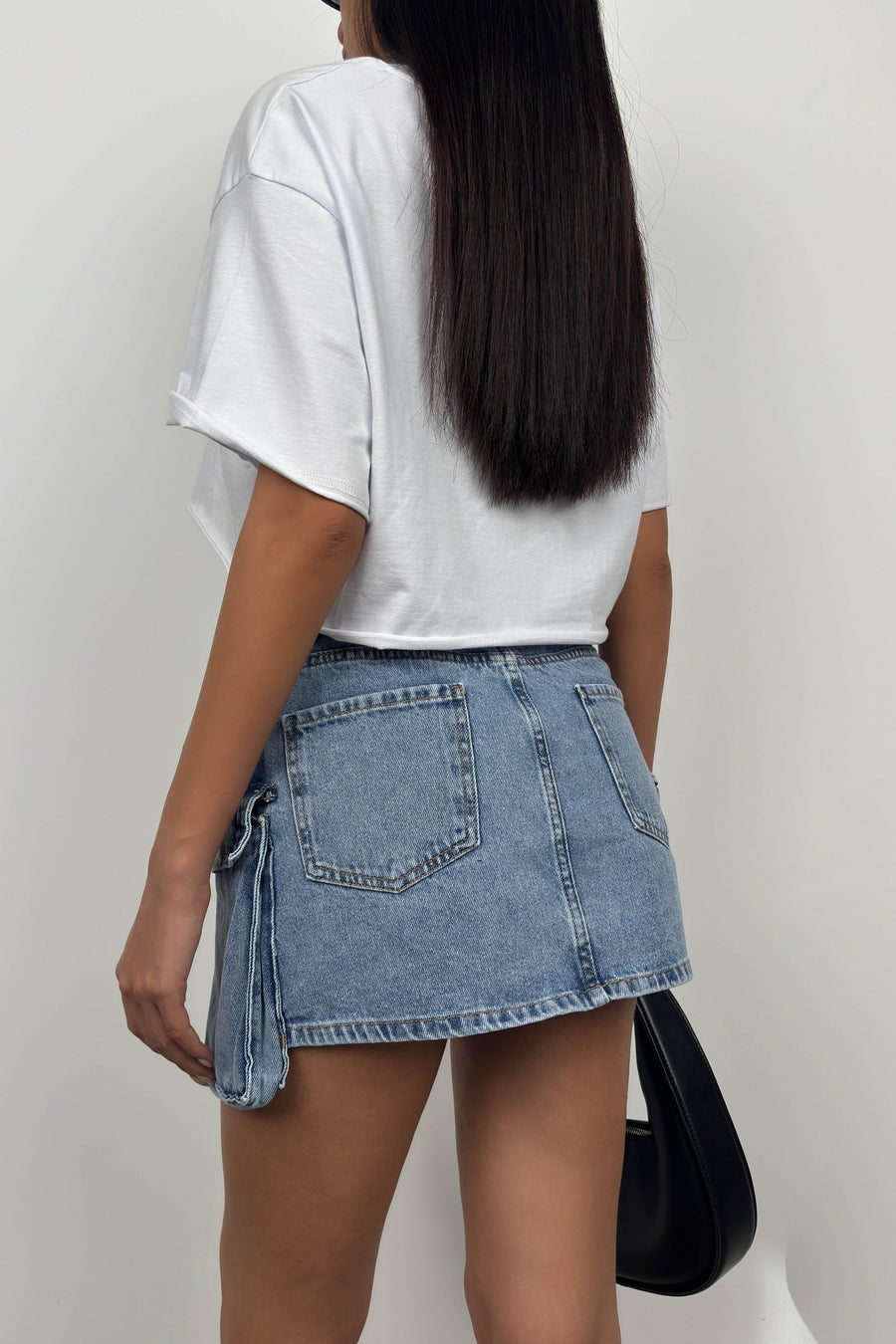 Cargo Pocket Mini Blue Denim Skirt 