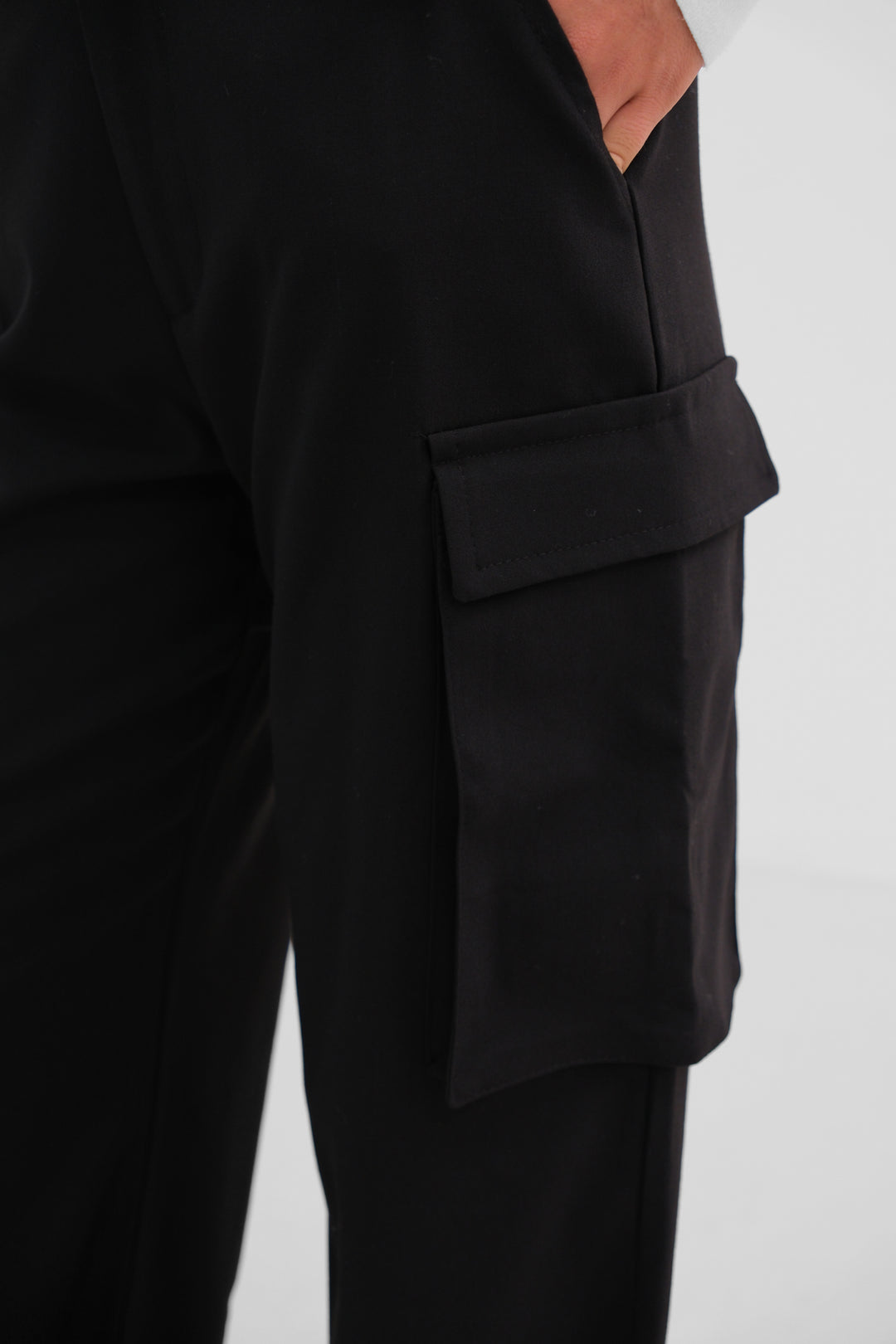 Black High Waist Cargo Pocket Trousers 