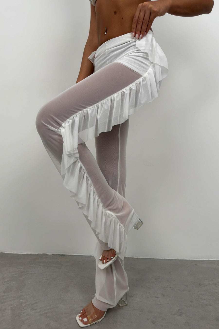 Layered Transparent White Trousers 