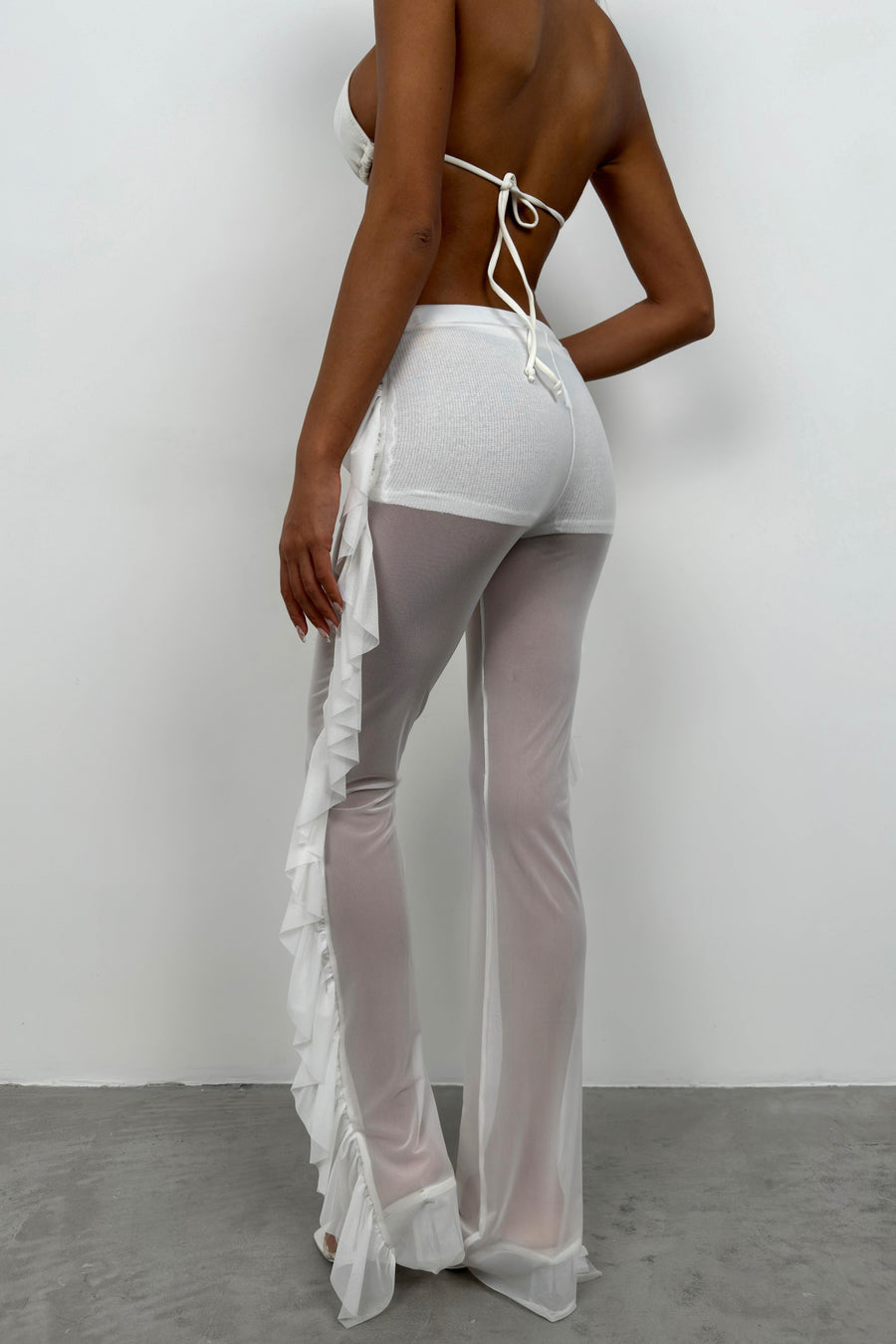 Layered Transparent White Trousers 