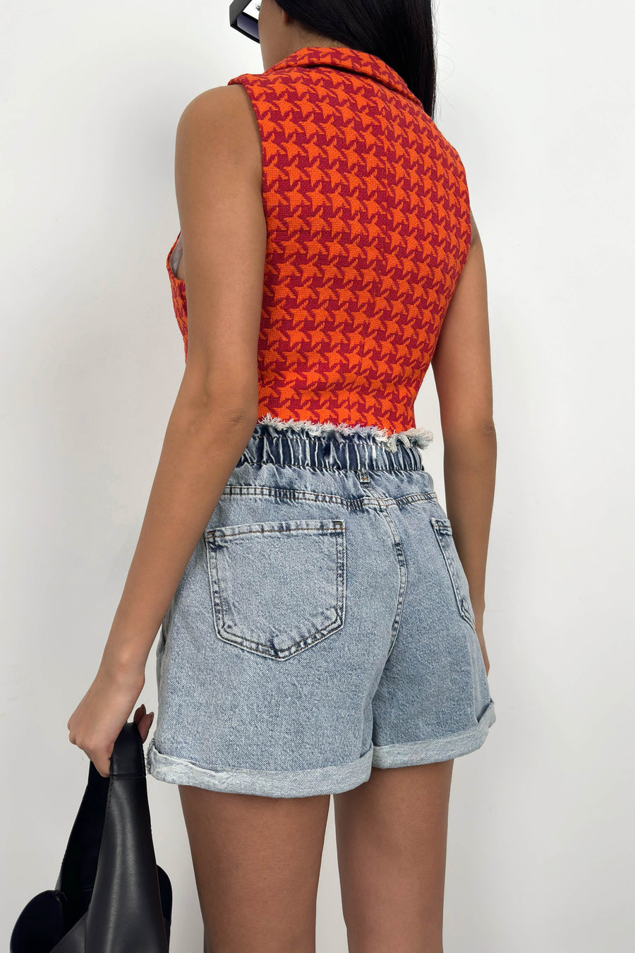 Houndstooth Orange Crop Vest 