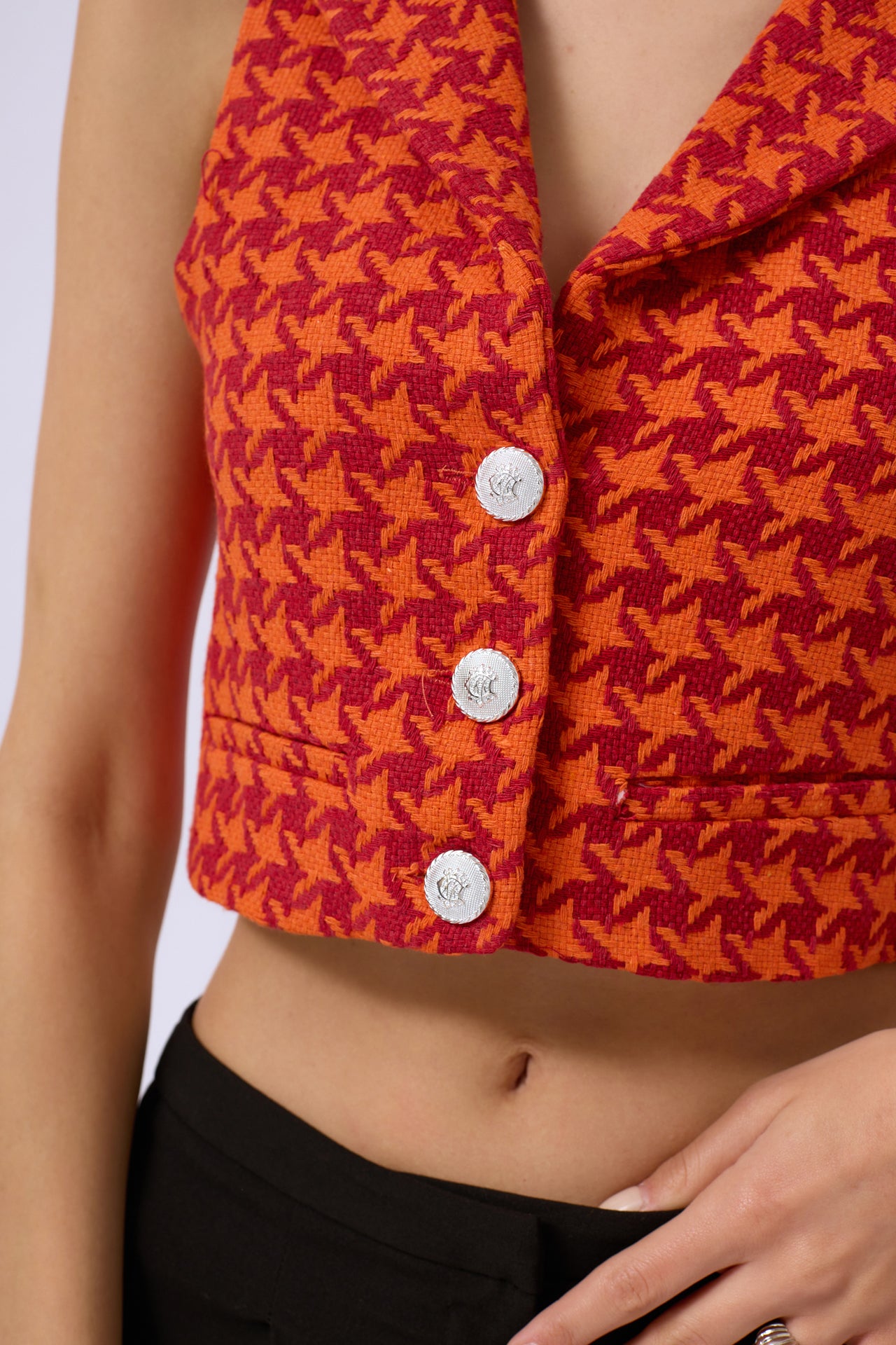 Houndstooth Orange Crop Vest 