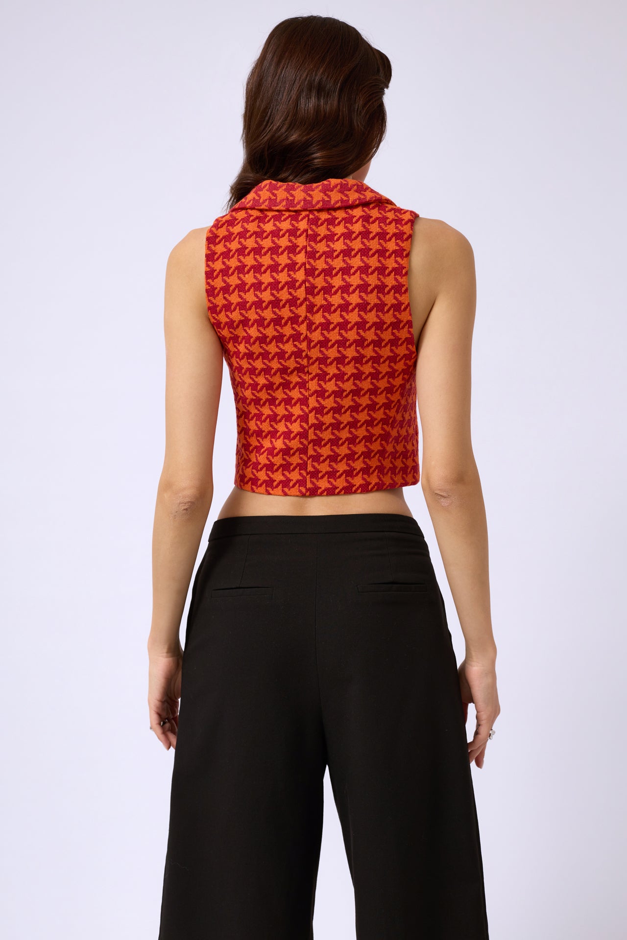 Houndstooth Orange Crop Vest 