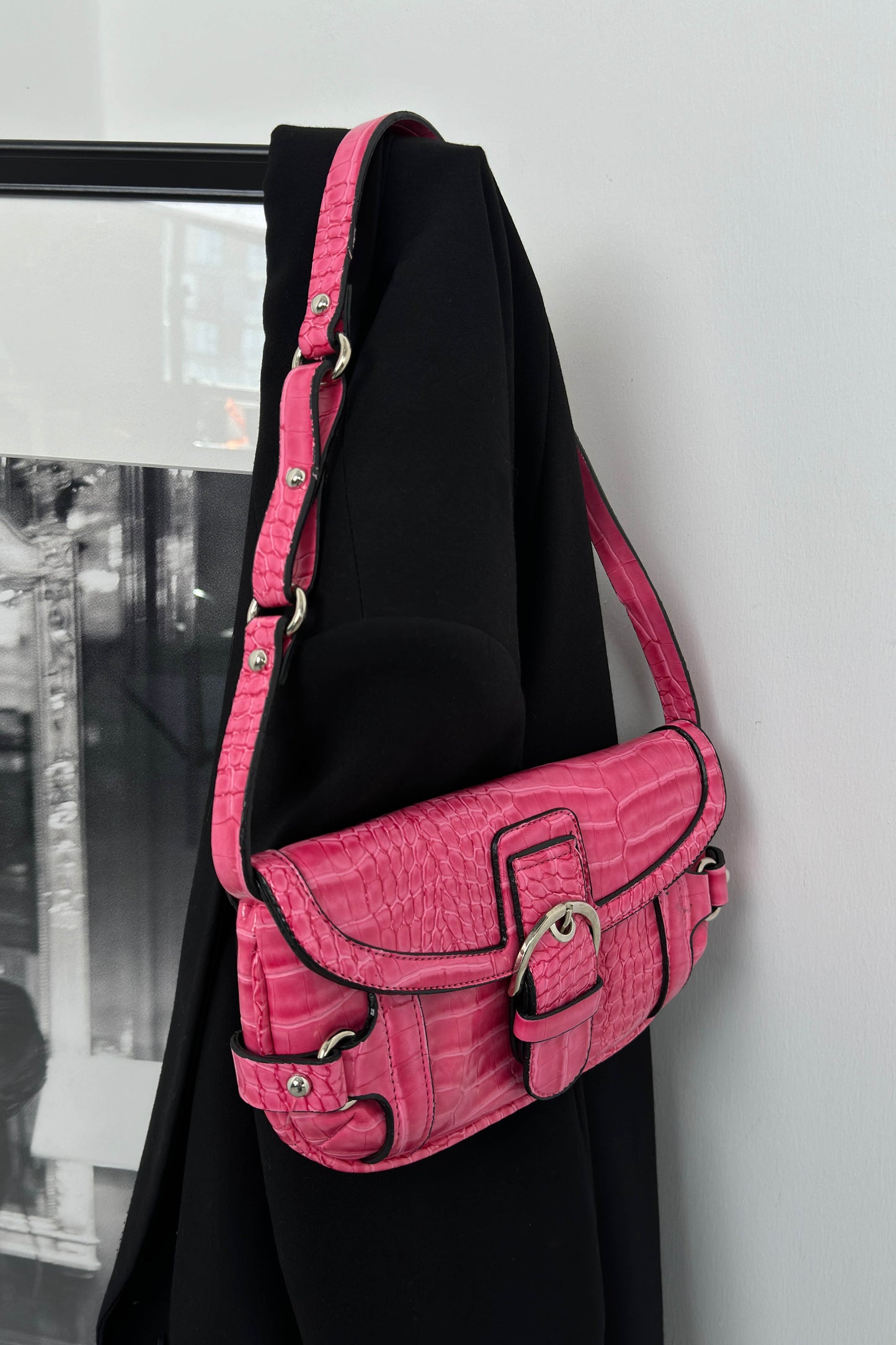 Belt Detail Pink Patent Leather Bag 