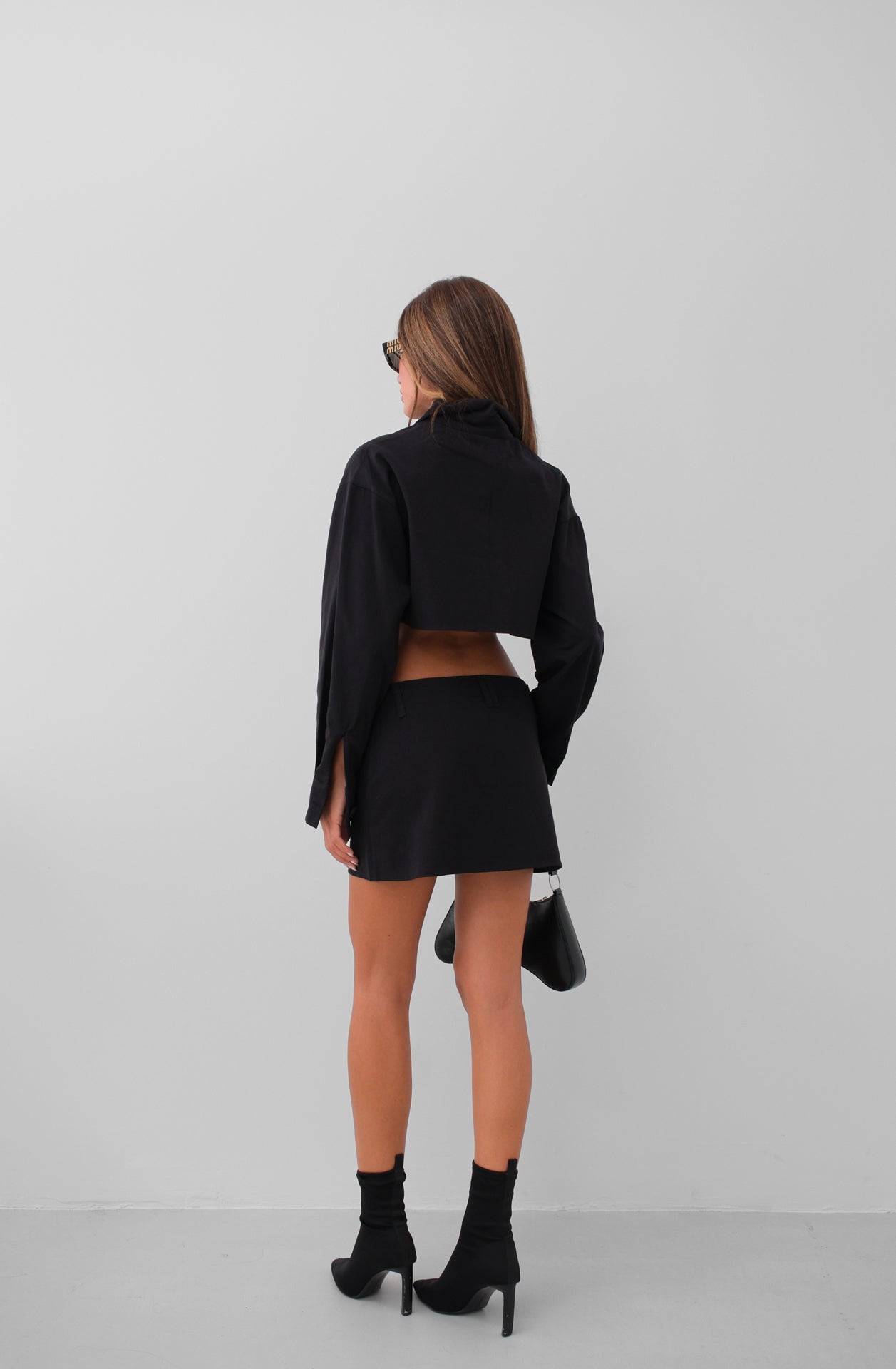 Belt Detail Black Mini Skirt 