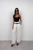 Belt Detail White High Waist Trousers 