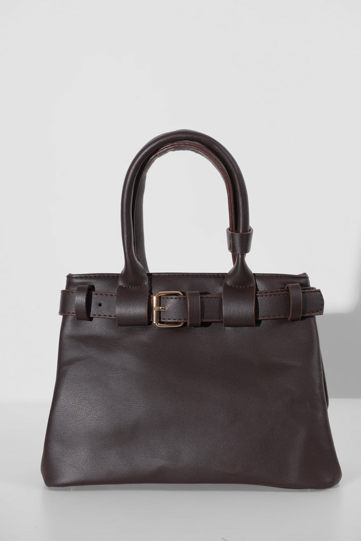 Brown Handbag with Belt Detail 