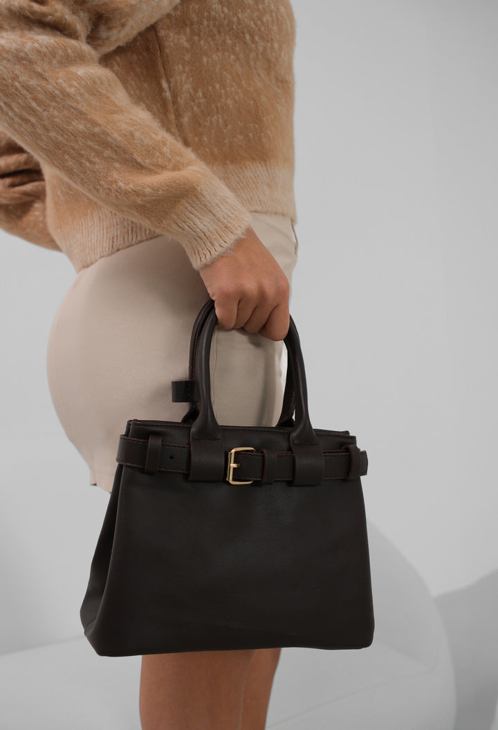 Brown Handbag with Belt Detail 