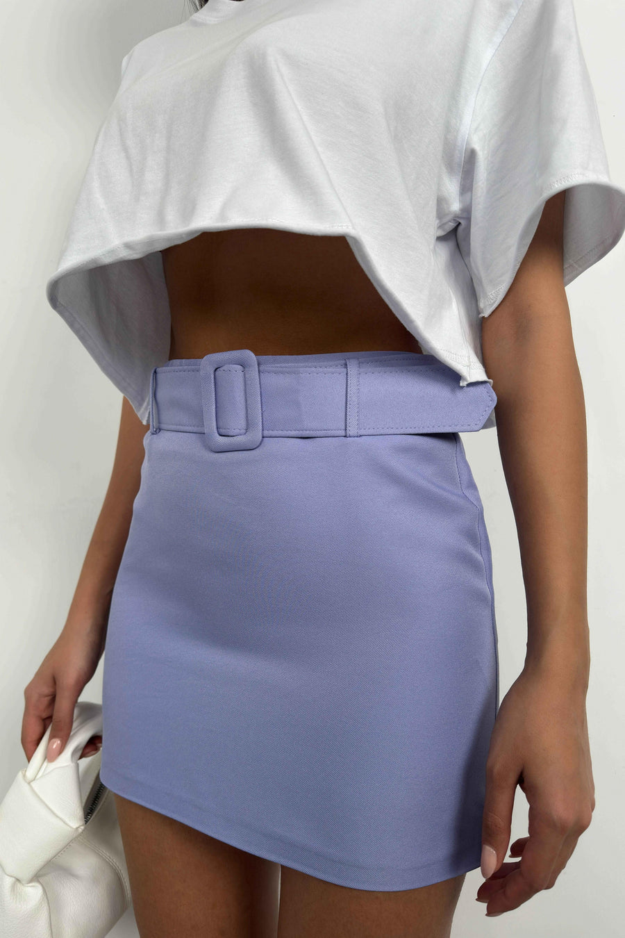 Belted Lilac Mini Skirt 