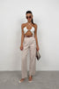 Belted Stone Palazzo Trousers 