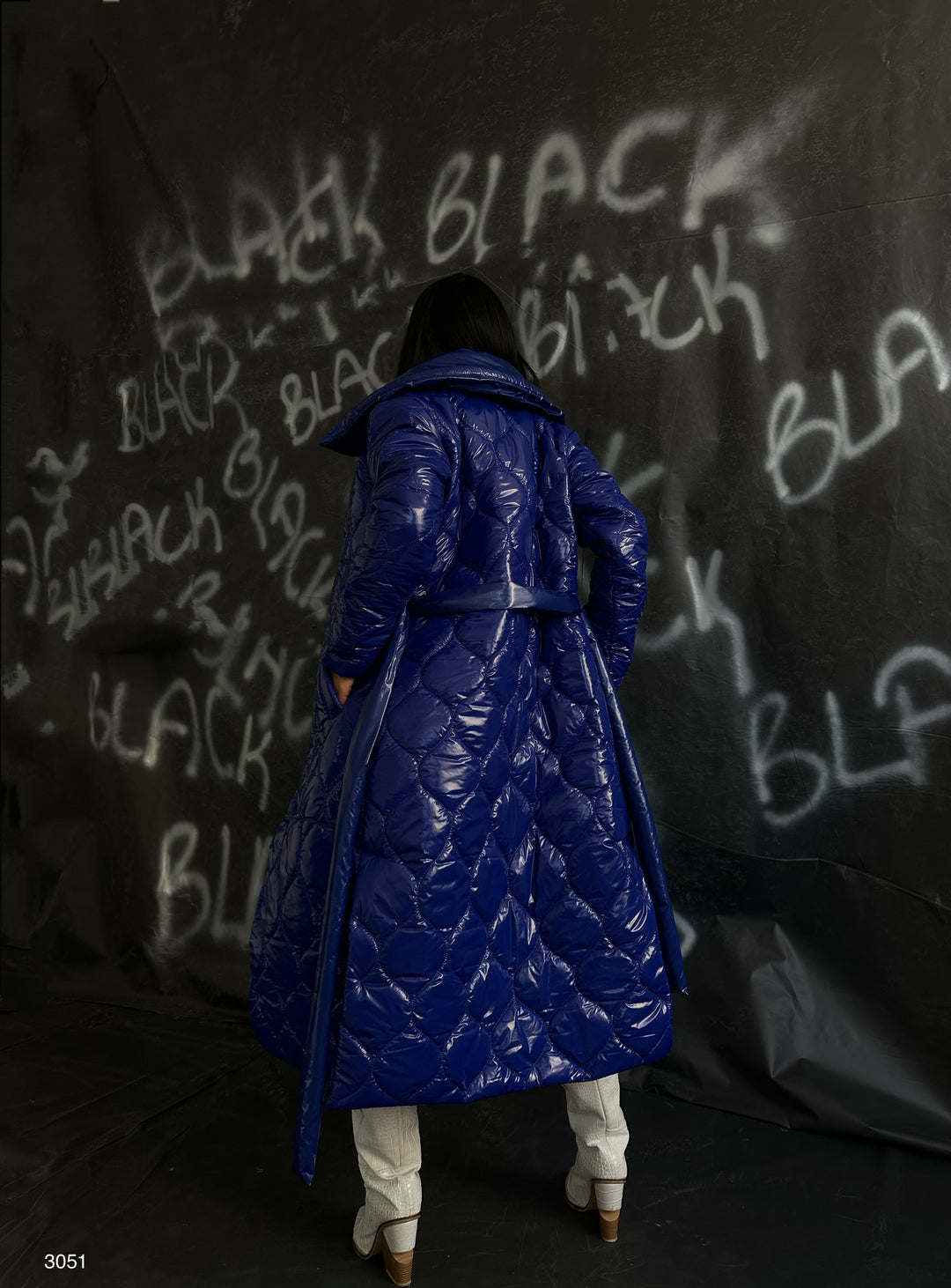 Belted Patent Leather Puffer Saxe Maxi Coat