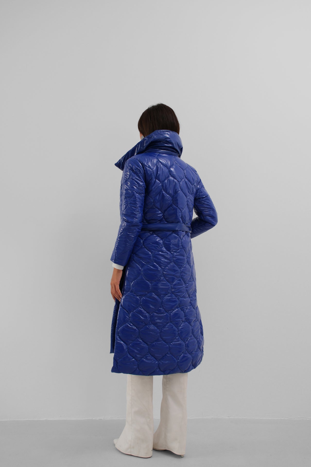 Belted Patent Leather Puffer Saxe Maxi Coat