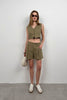 Linen Vest Khaki Shorts Set 