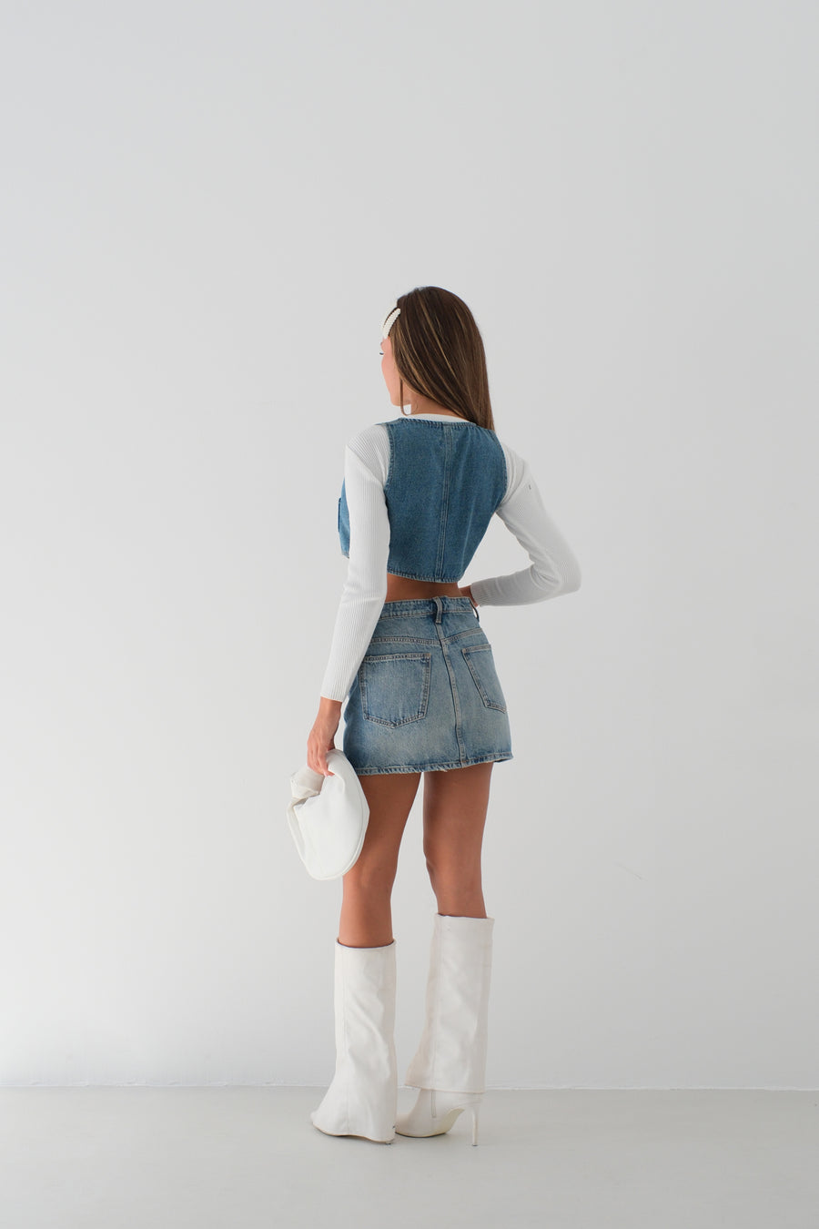 Blue Denim Vest with Pockets 