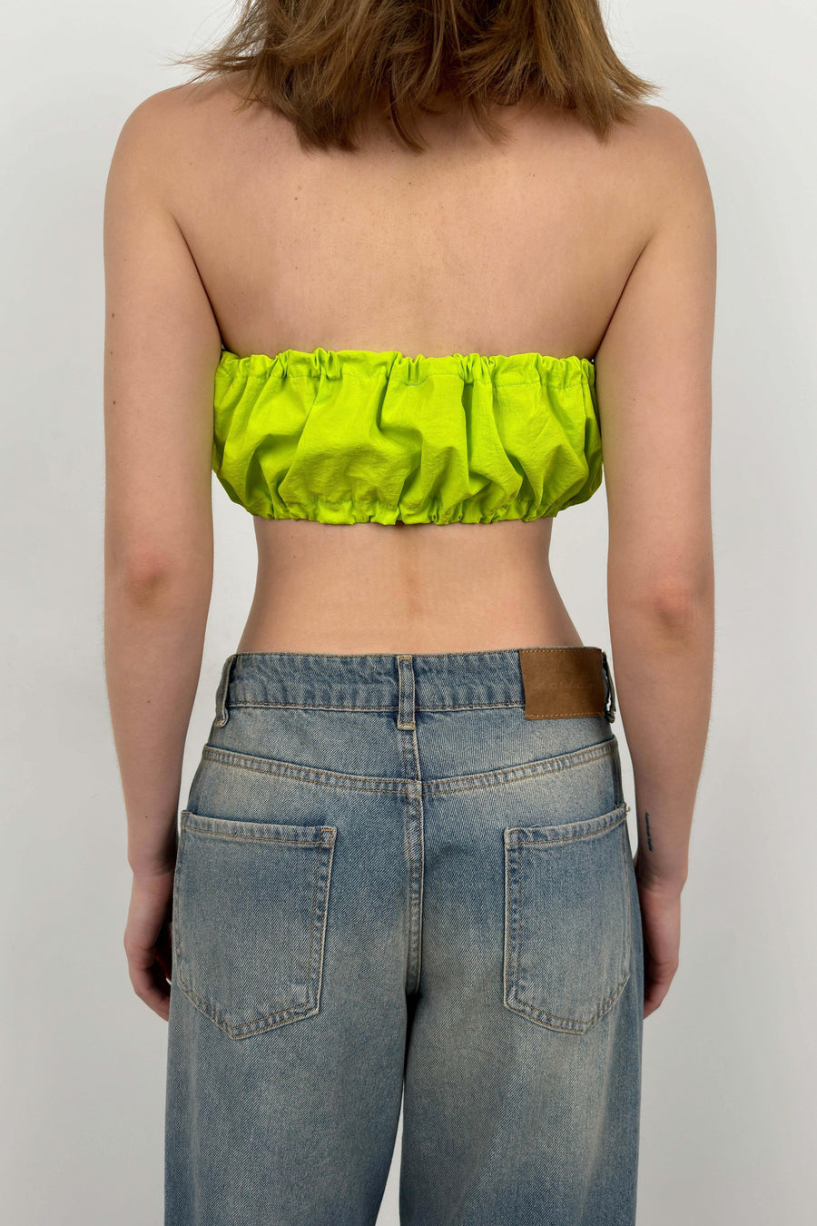 Elastic Detail Lime Strapless Crop 