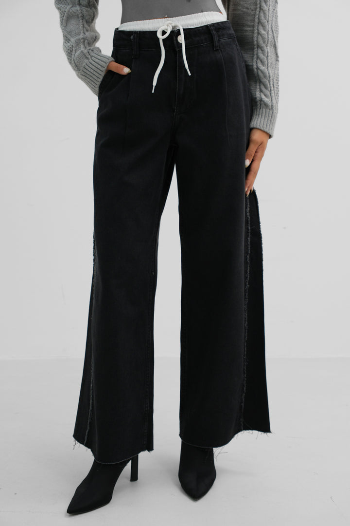 Lastikli Boxer Düşük Bel Gri Jean İkili Takım