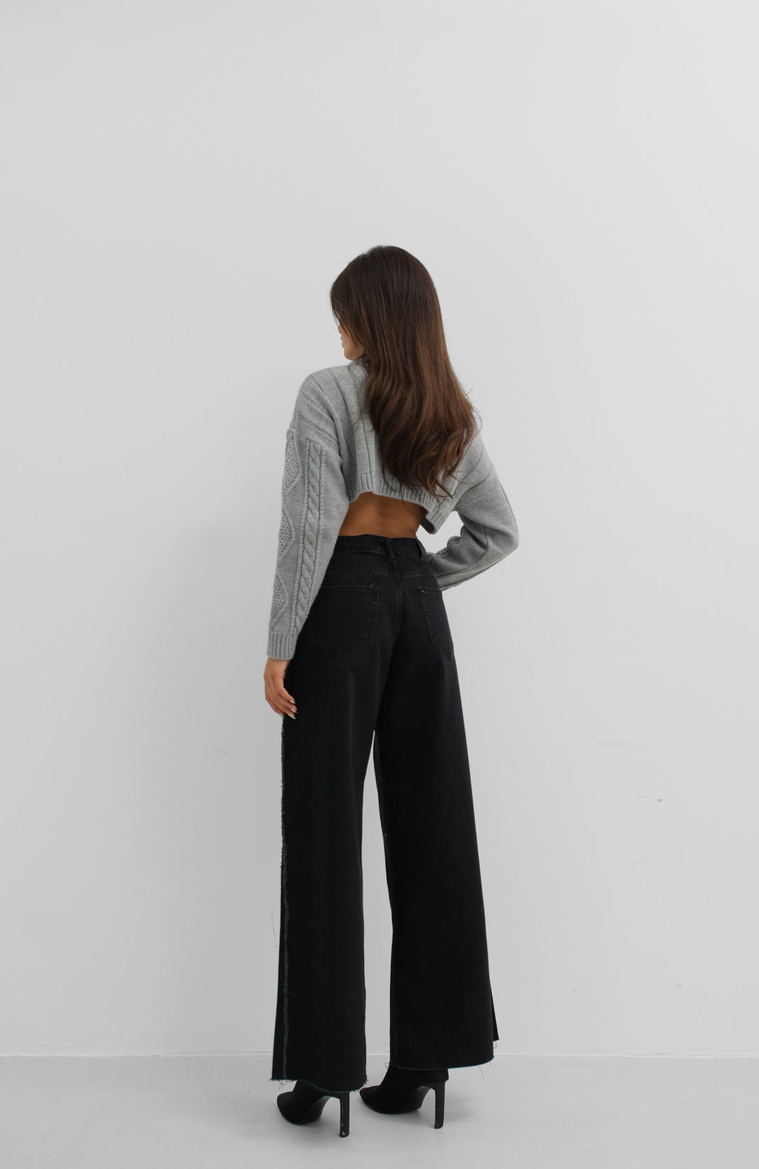 Lastikli Boxer Düşük Bel Gri Jean İkili Takım