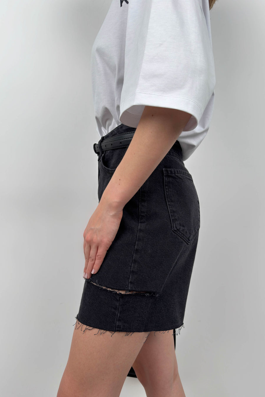 Laser Grey Denim Shorts 