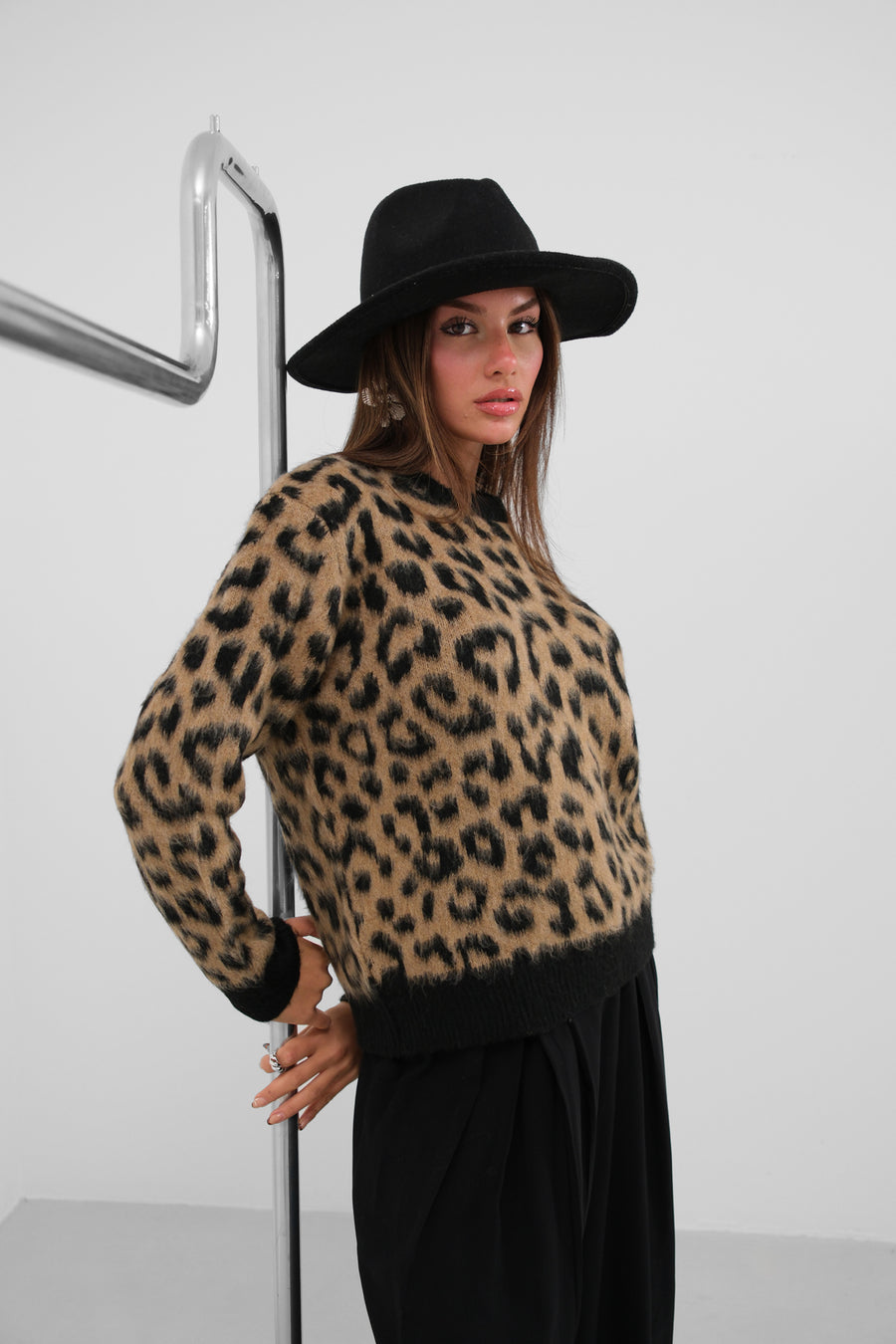 Leopar Desenli Oversize Kazak