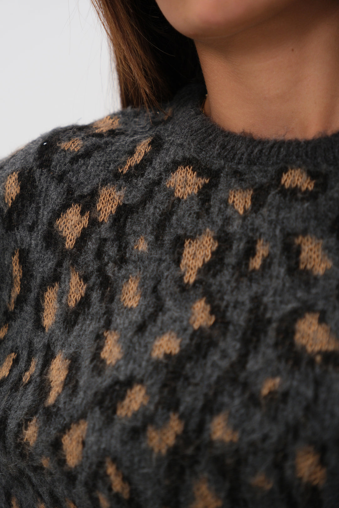 Leopard Patterned Black Sweater 