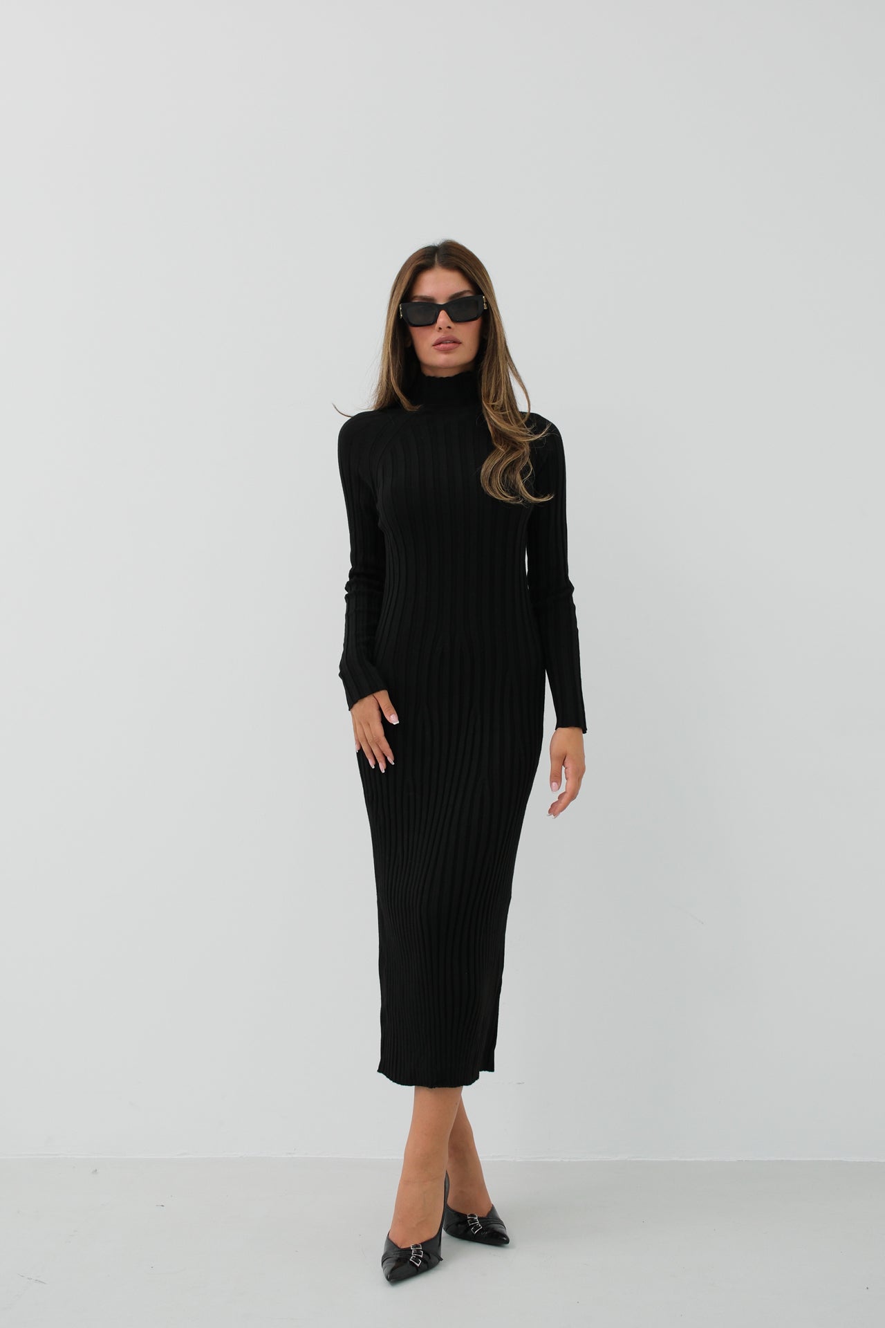 Maxi Length Black Knit Dress 