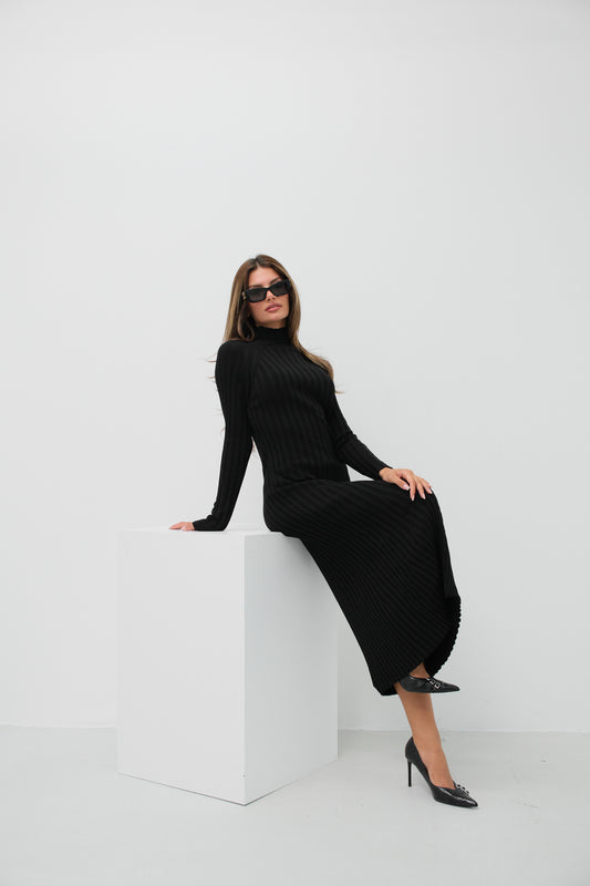 Maxi Length Black Knit Dress 