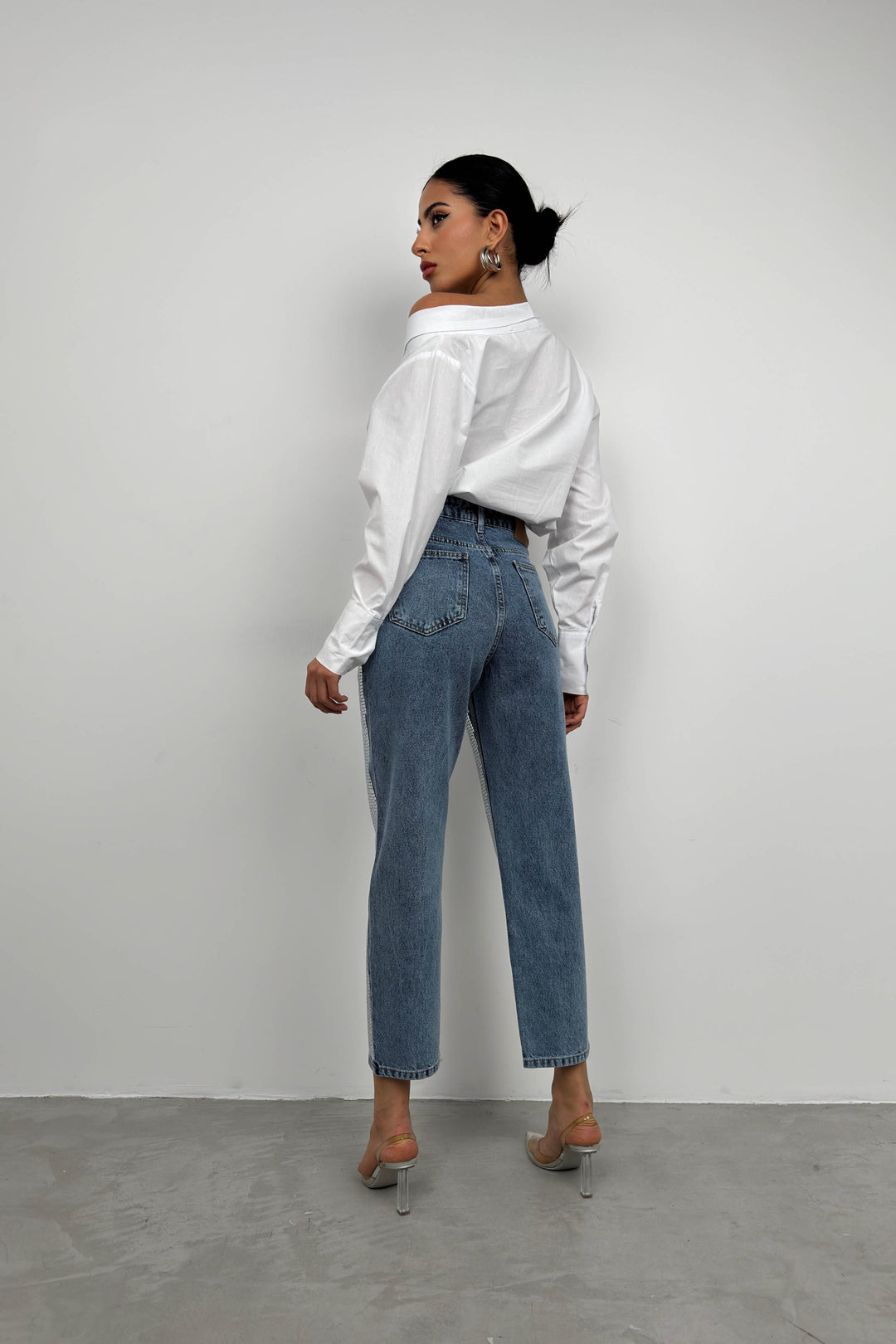 Metallic Detail Blue Jeans 