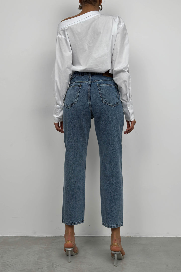 Metallic Detail Blue Jeans 