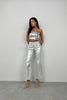 Metallic Silver High Waist Trousers 