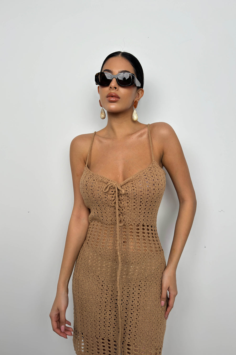 Mini Beige Knitted Beige Dress 