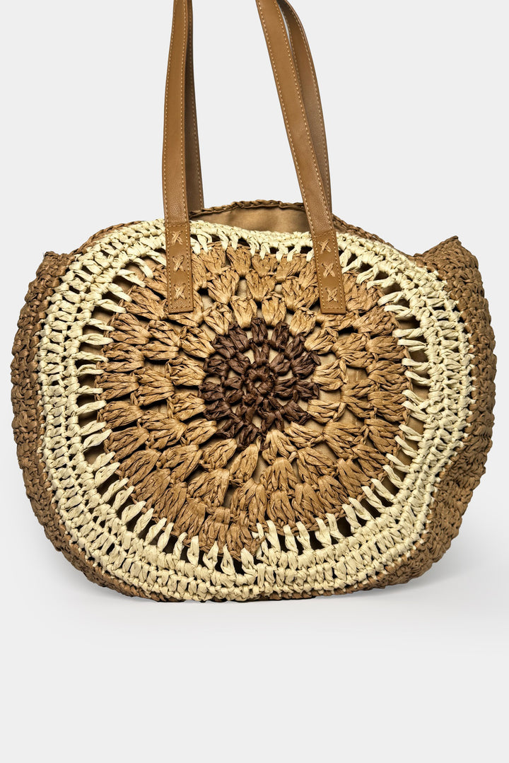 Nakış Detay Hasır Bej Çanta