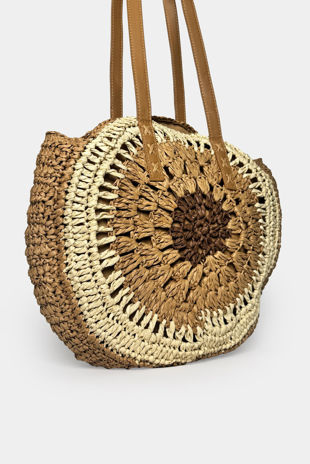 Nakış Detay Hasır Bej Çanta