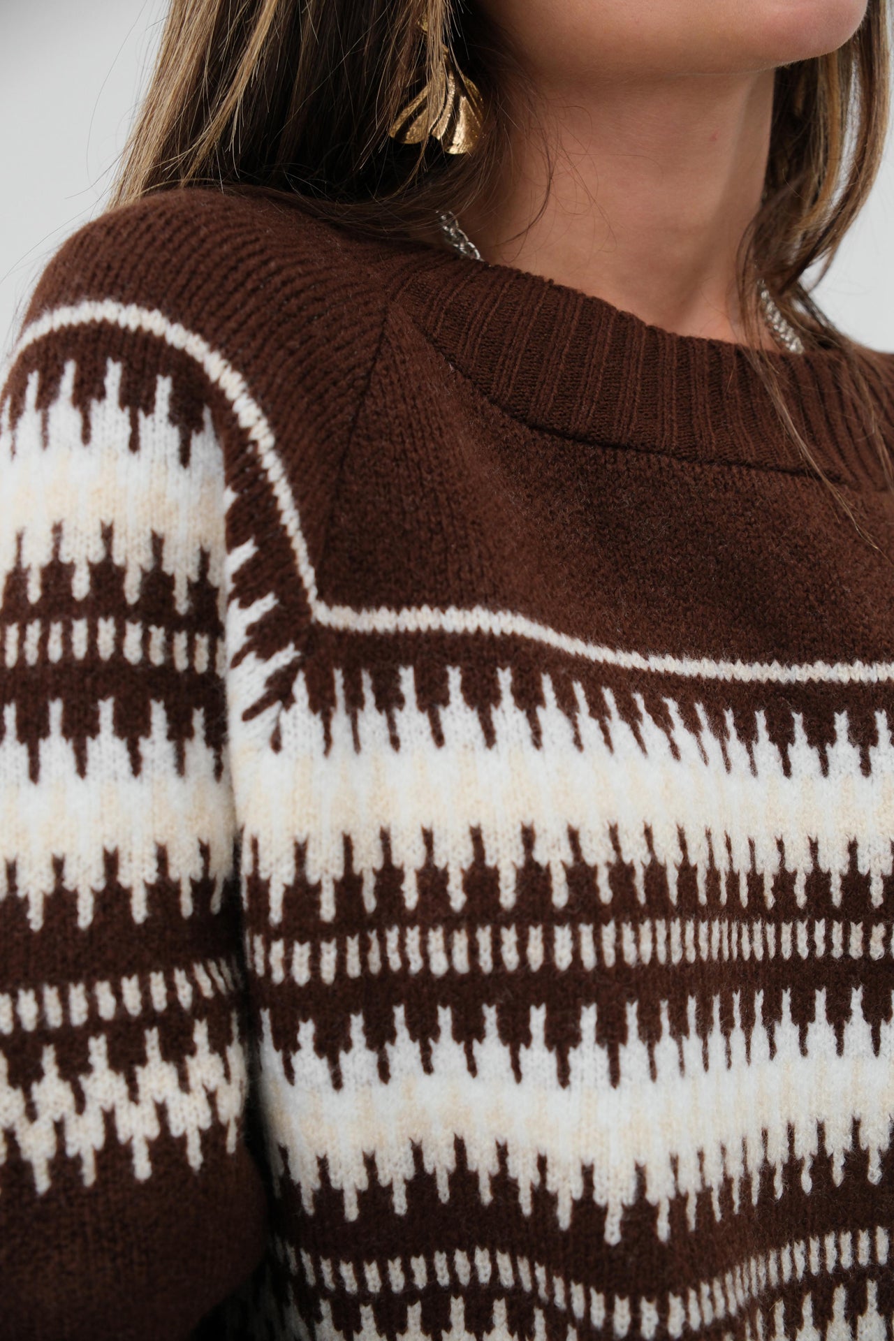 Embroidered Striped Pattern Oversize Sweater 