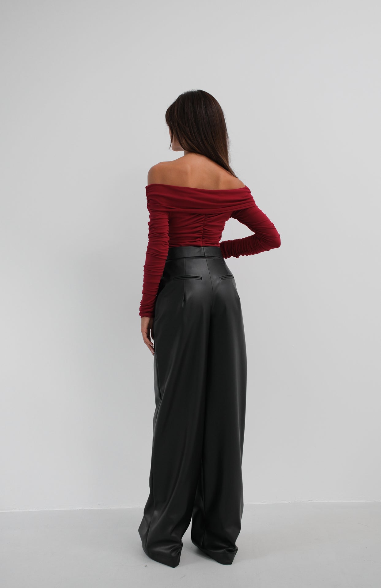 Off the Shoulder Strapless Burgundy Blouse 