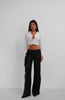 Black Satin Trousers with Front Tie 