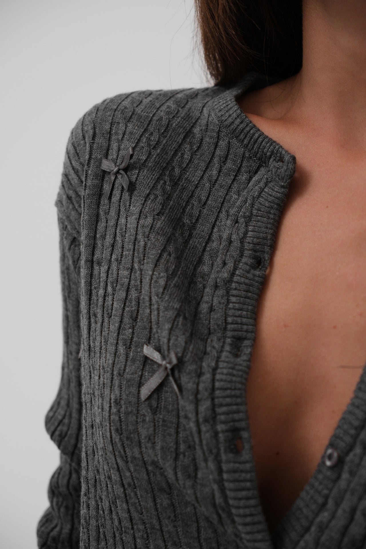 Knitted Detail Bow Knit Sweater