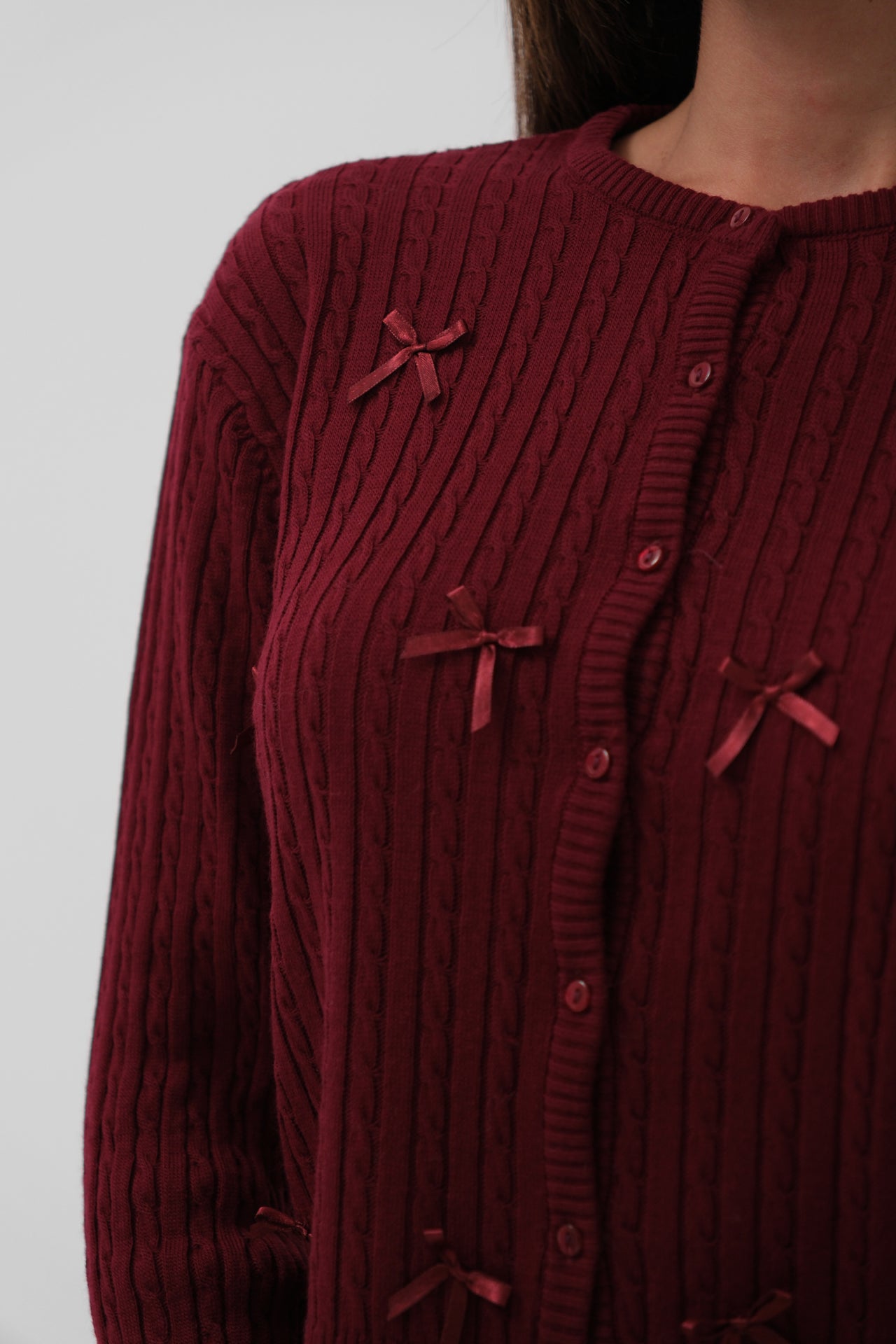 Knitted Detail Bow Knit Sweater 