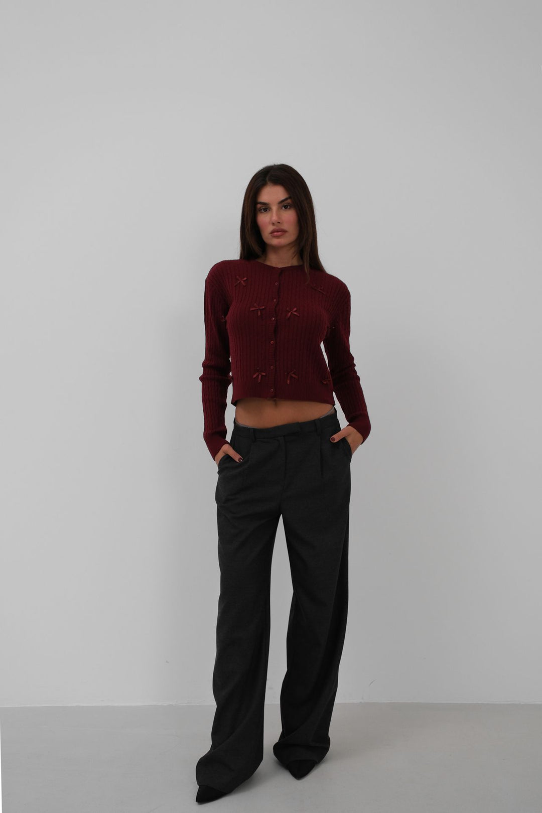 Örgü Detay Fiyonklu Triko Kazak