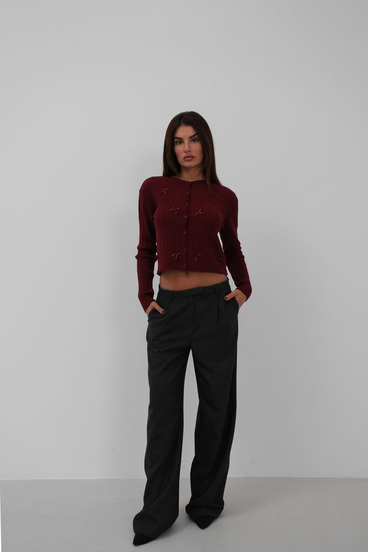 Örgü Detay Fiyonklu Triko Kazak